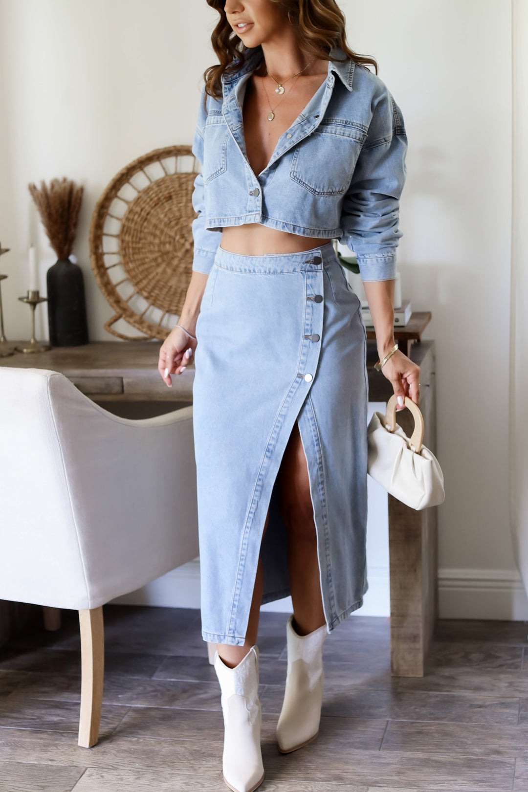 Dakota Denim Jacket & Midi Skirt Set