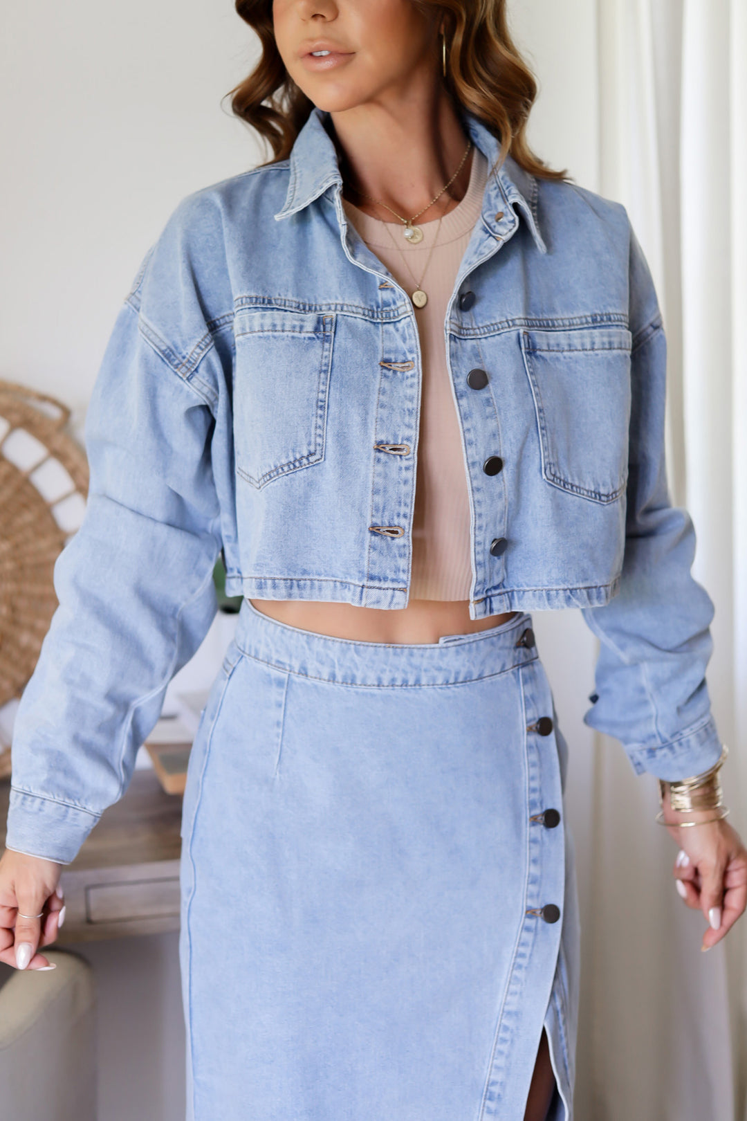 Dakota Denim Jacket & Midi Skirt Set