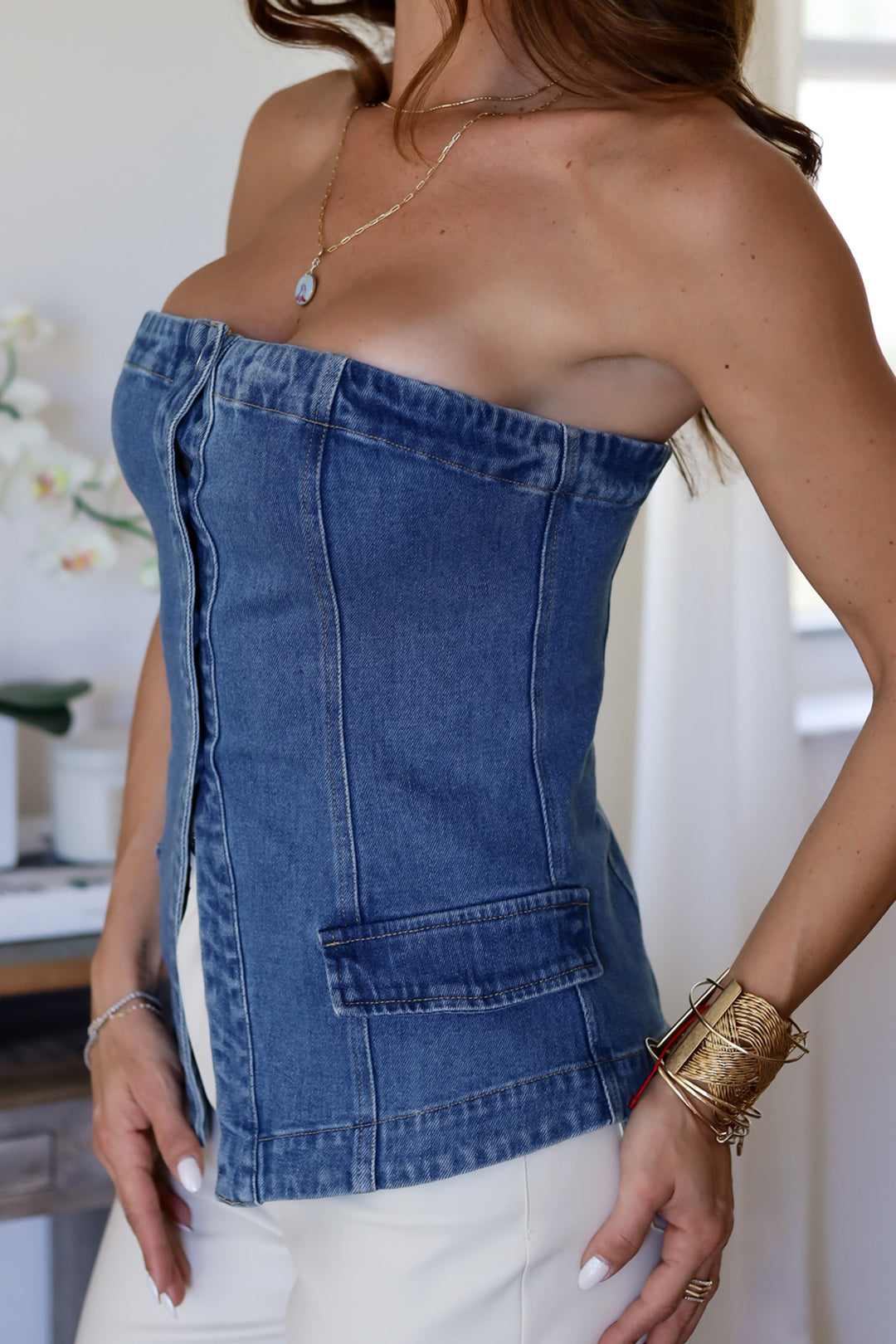 Everly Denim Top