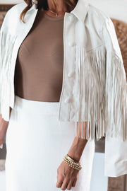 Mason Fringe Faux Leather Jacket-FINAL SALE---