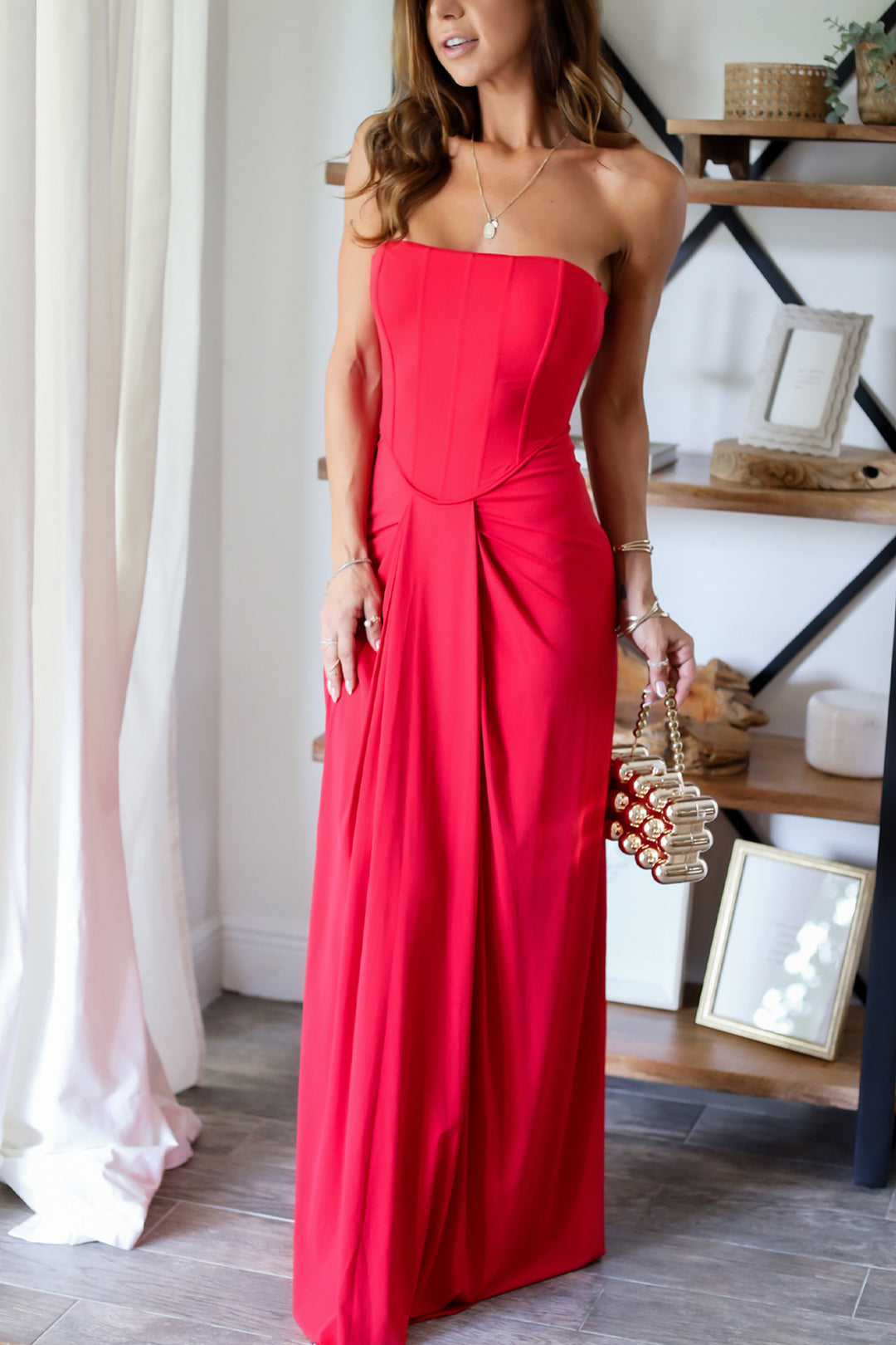 Violet Bustier Gown - Red