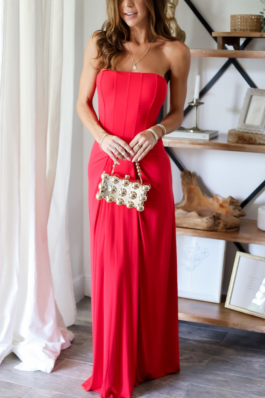 Violet Bustier Gown - Red