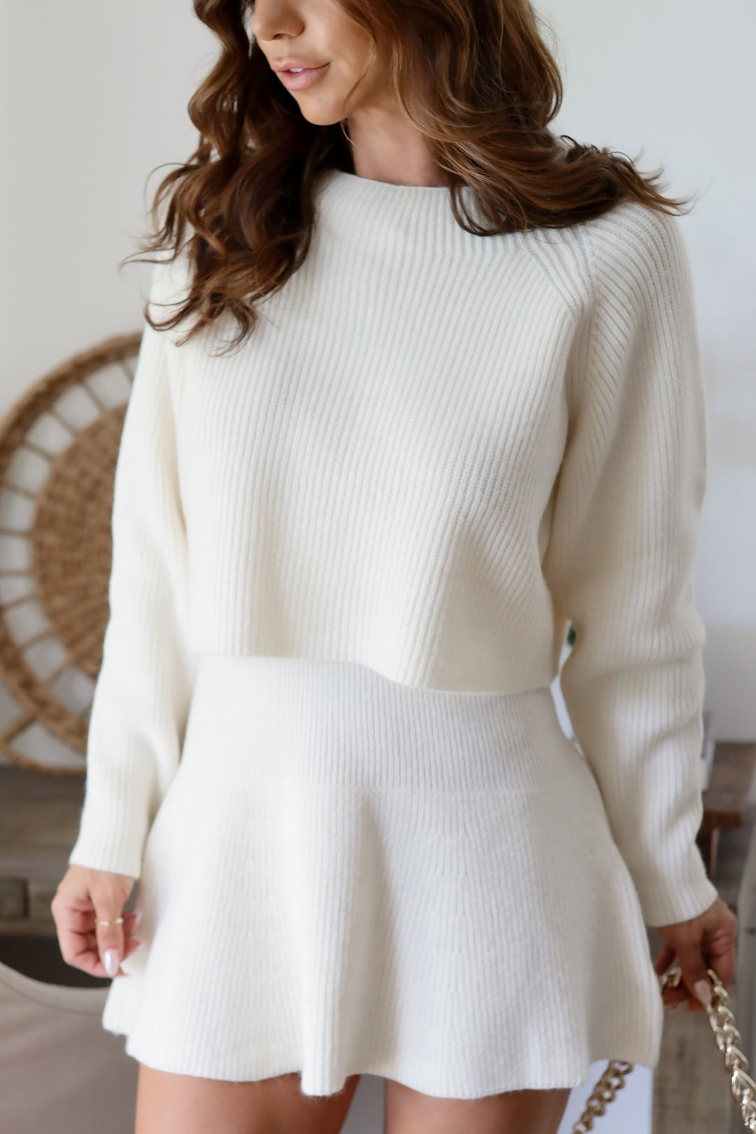 Kimberly Knit Top & Skirt Set- Cream