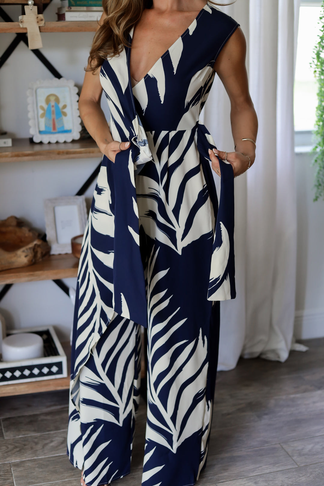 Danielle Jumpsuit - Navy & Ivory Print