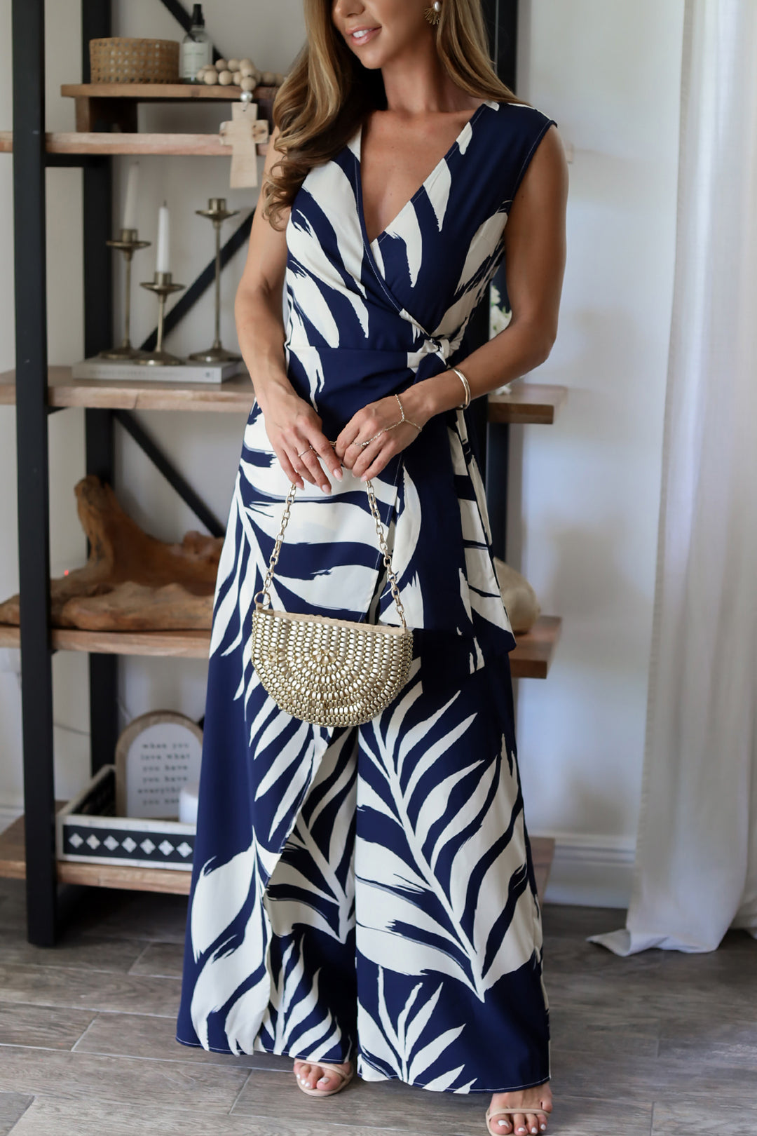 Danielle Jumpsuit - Navy & Ivory Print