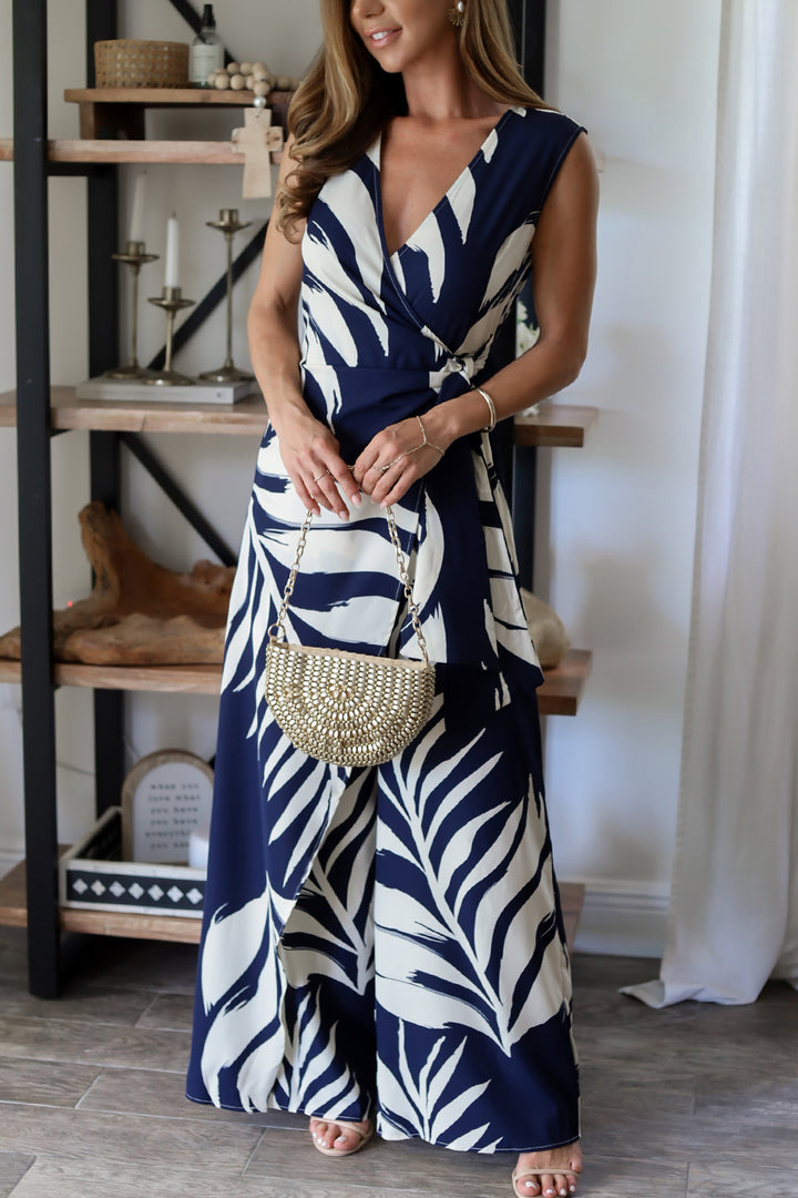 Danielle Jumpsuit - Navy & Ivory Print