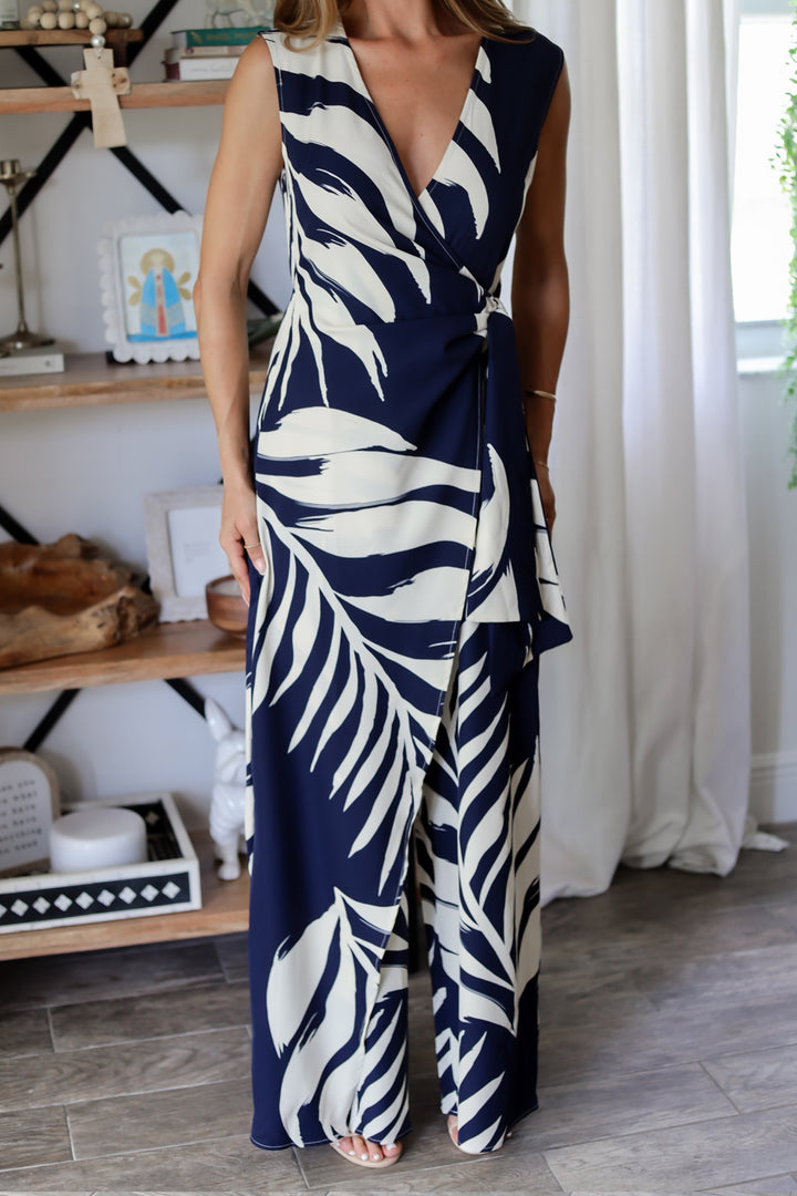 Danielle Jumpsuit - Navy & Ivory Print