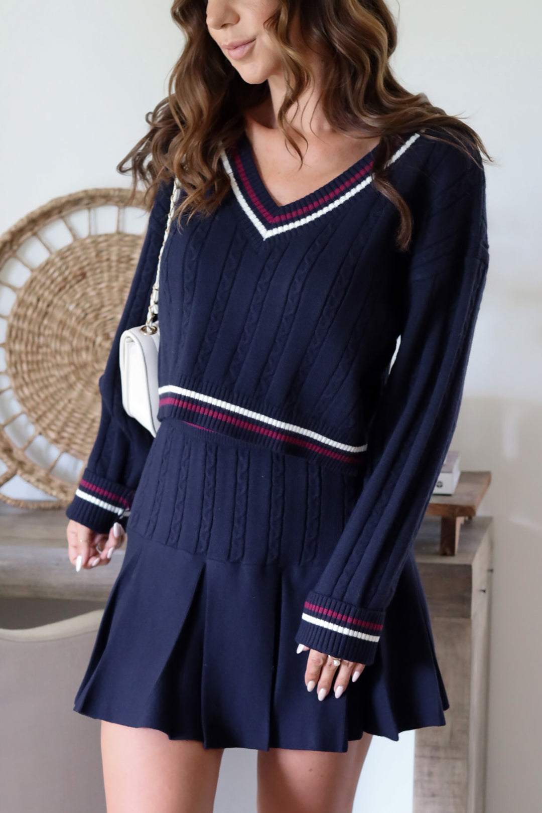 Julie Varsity Knit Set - Navy