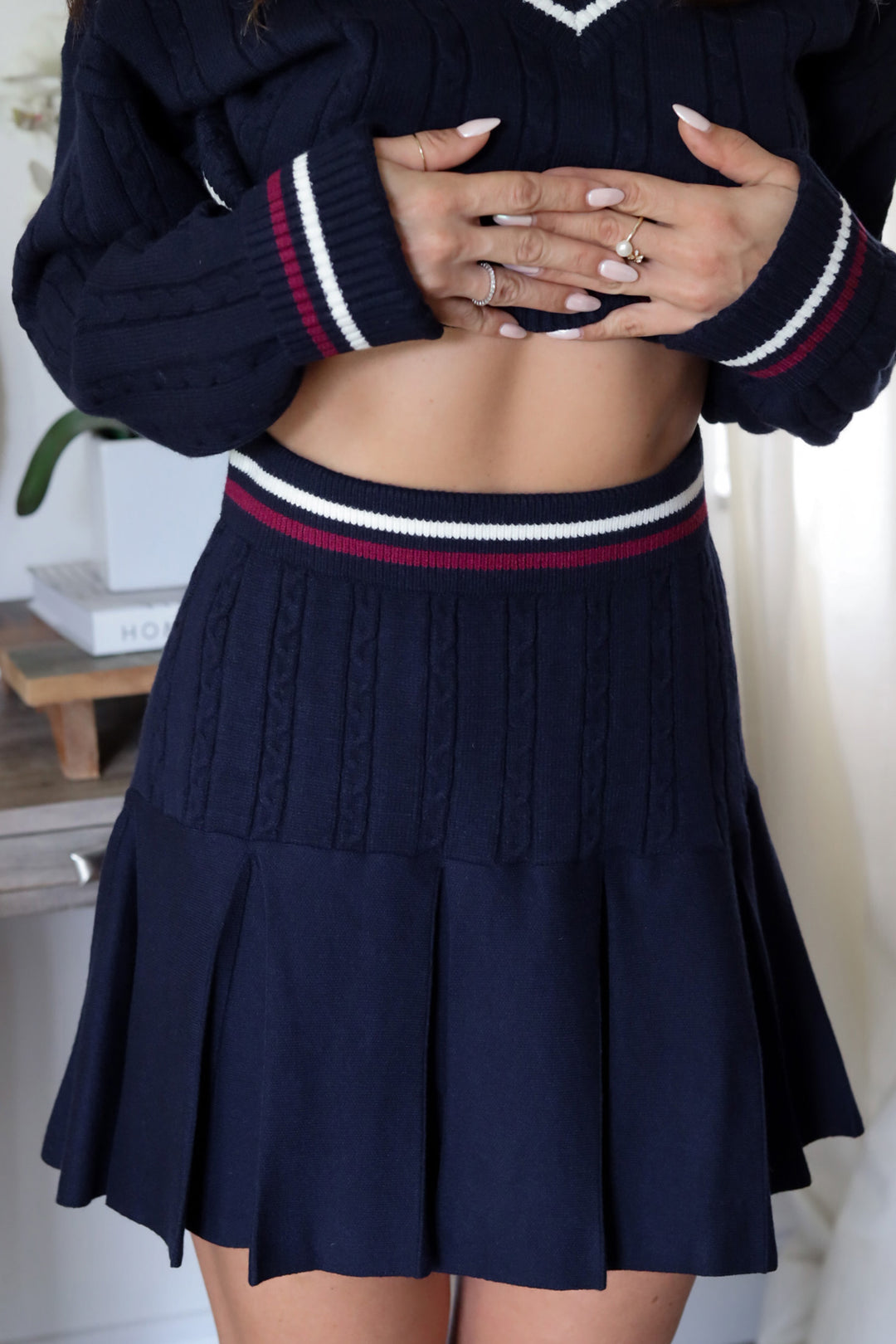 Julie Varsity Knit Set - Navy