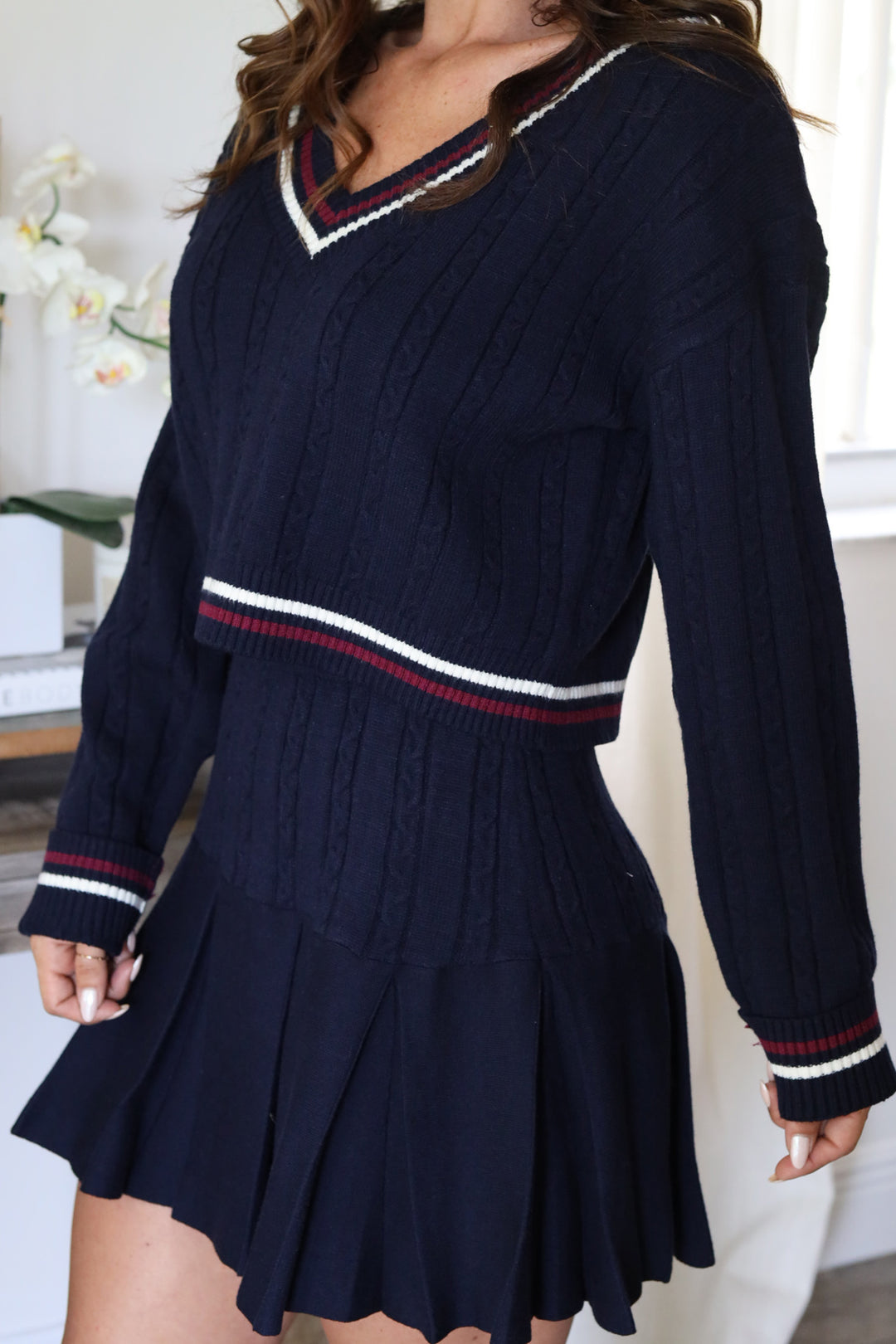 Julie Varsity Knit Set - Navy