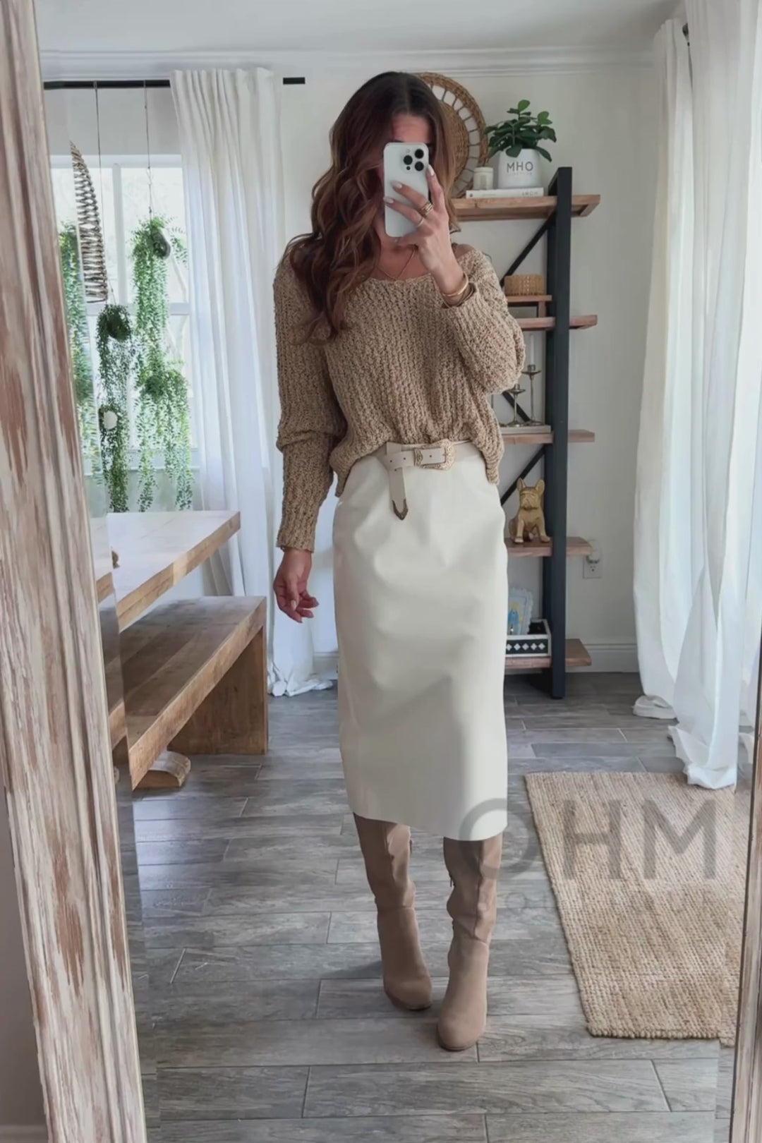 Audrey Faux Leather Midi Skirt