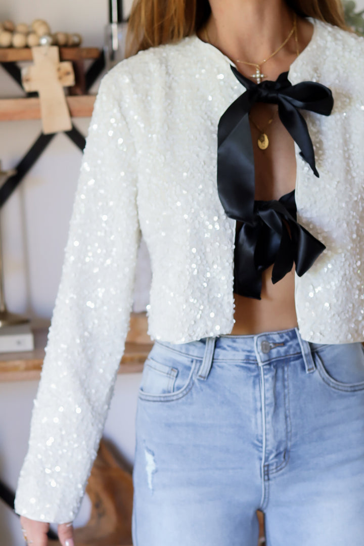 Penelope Sequin Bow Top
