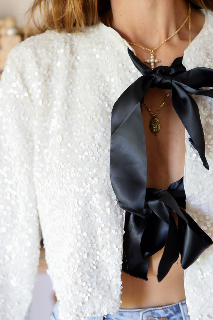 Penelope Sequin Bow Top