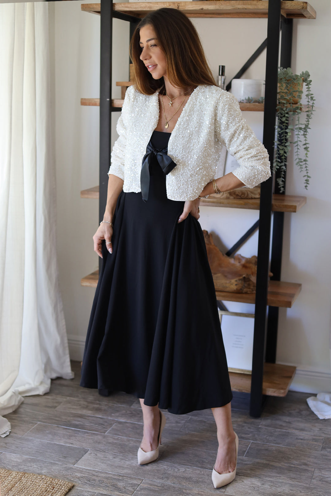 Penelope Sequin Bow Top