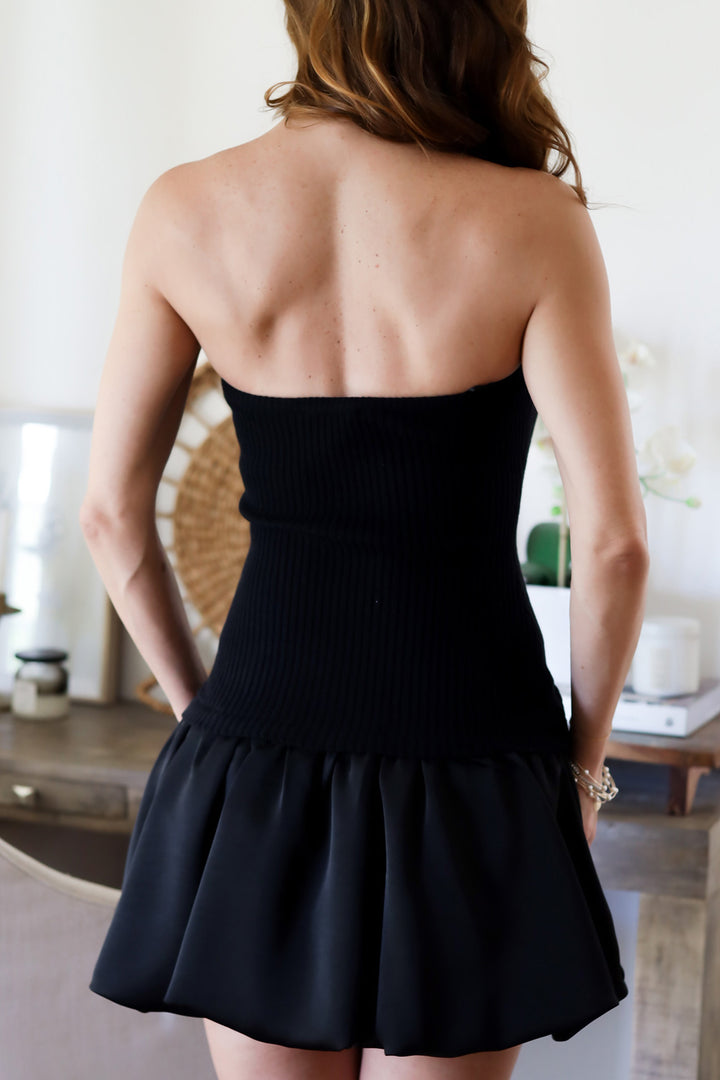 Kim Strapless Mini Dress- Black