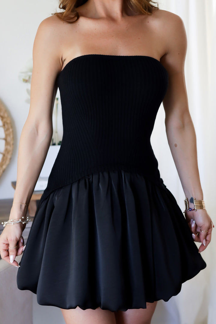 Kim Strapless Mini Dress- Black