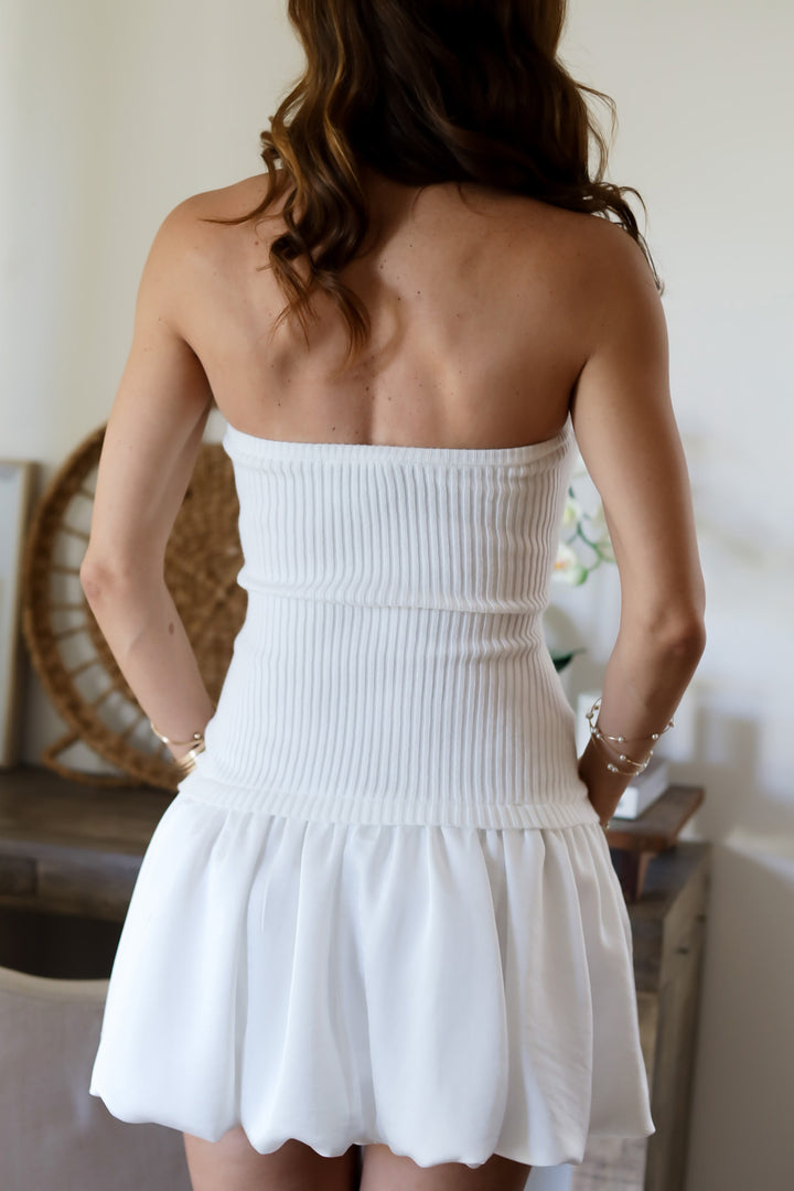 Kim Strapless Mini Dress-White