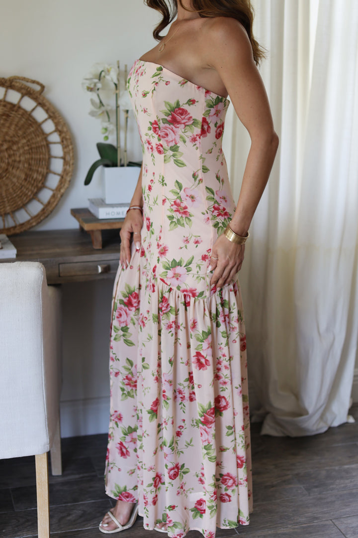 Rose Strapless Maxi Dress