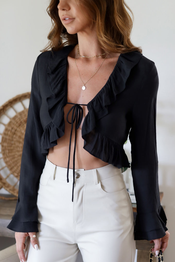 The Hannah Ruffle Top- Black