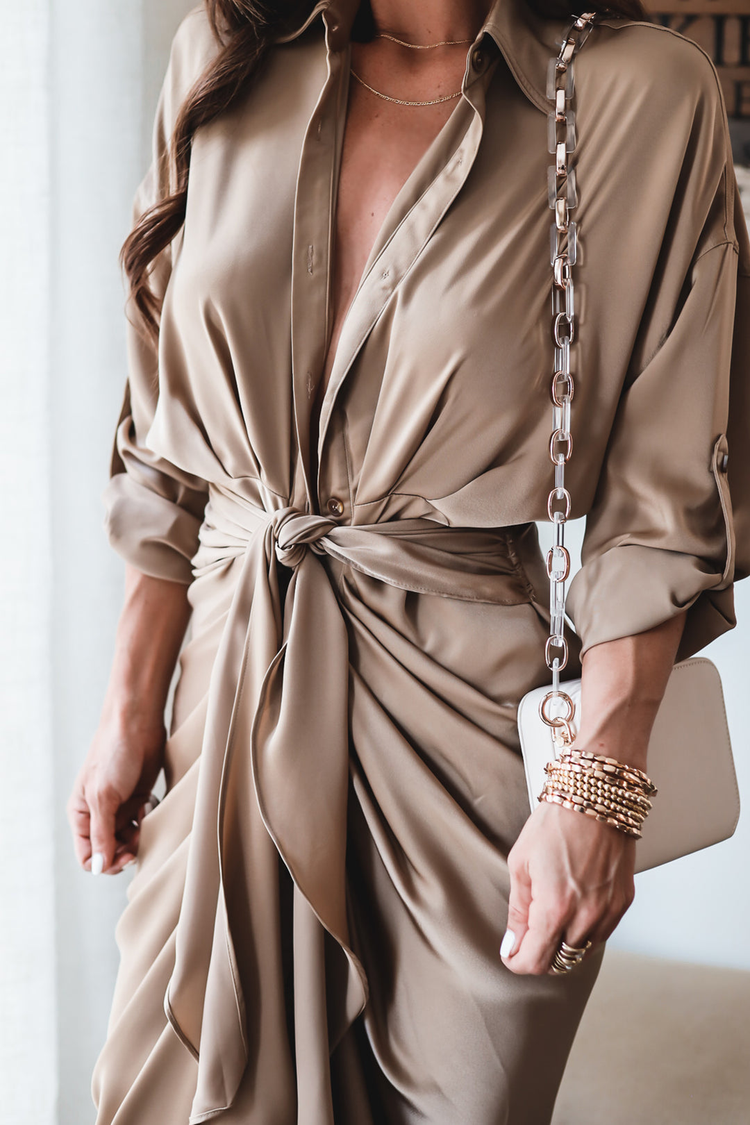 The Naomi Satin Tie Dress- Burgundy