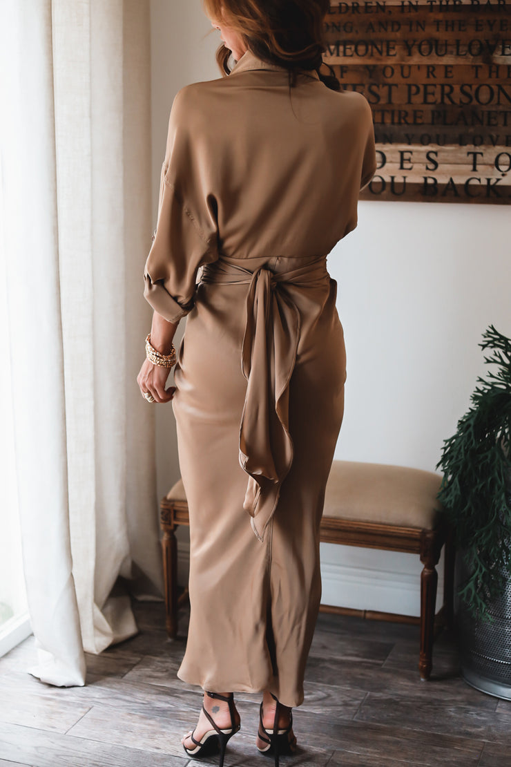 Holiday Naomi Satin Tie Dress- FINAL SALE