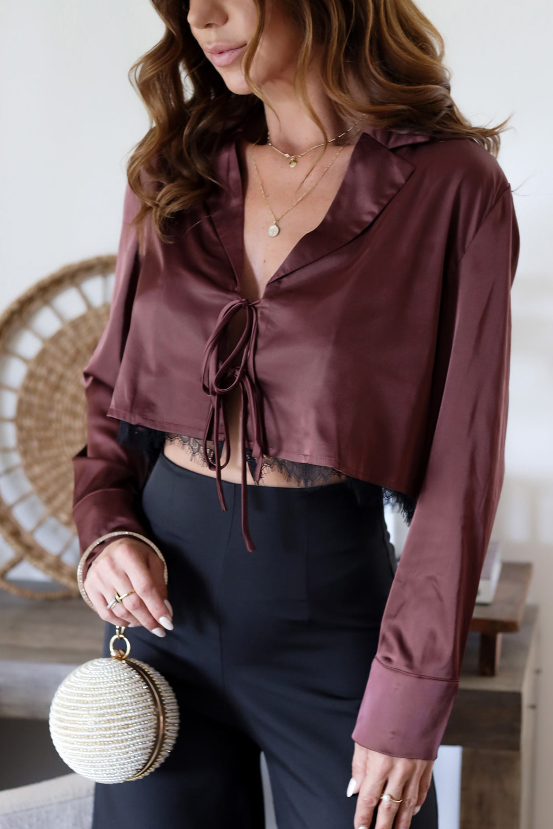 Ely Satin Lace Blouse