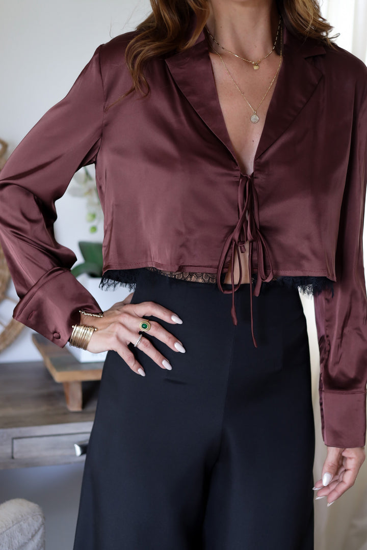 Ely Satin Lace Blouse