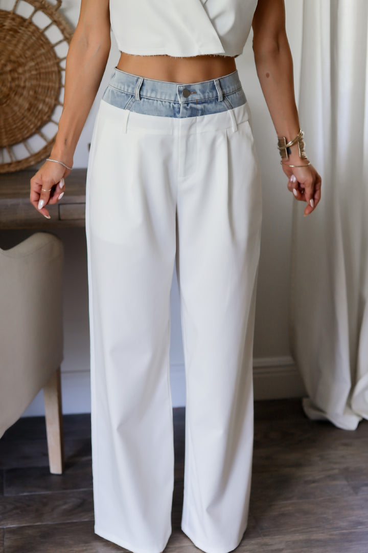 The Hailey Denim Pant Trousers- White