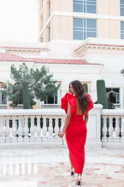 Alexandra Deep V Dress - Red