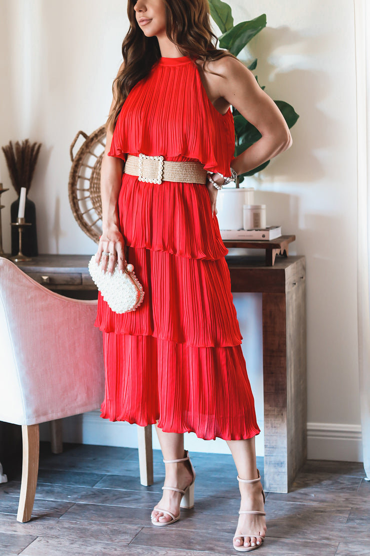 The Bella Tiered Dress-Red