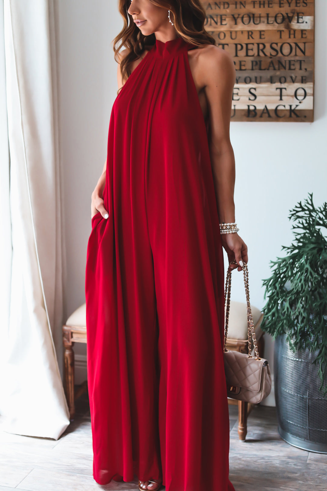 The Calissa Jumpsuit - Burgundy