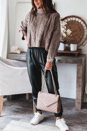 Kinsley Cable Cropped Knit-Coco Brown - FINAL SALE