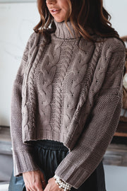Kinsley Cable Cropped Knit-Coco Brown - FINAL SALE