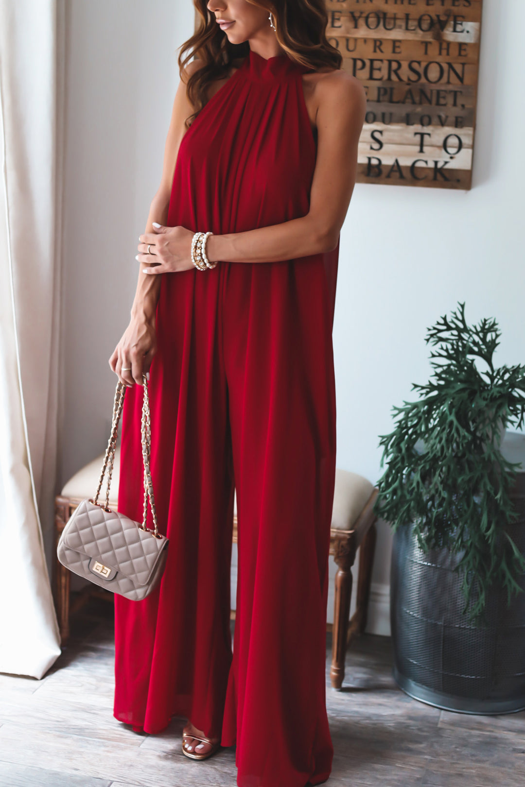 The Calissa Jumpsuit - Burgundy