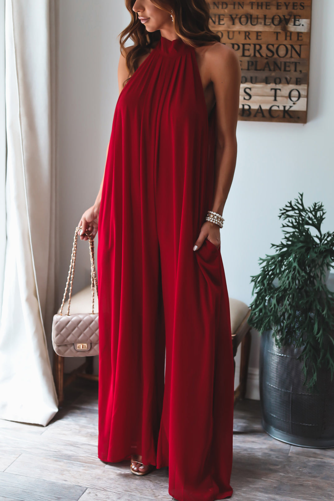 The Calissa Jumpsuit - Burgundy