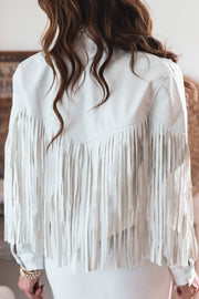 Mason Fringe Faux Leather Jacket-FINAL SALE