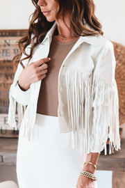 Mason Fringe Faux Leather Jacket-FINAL SALE