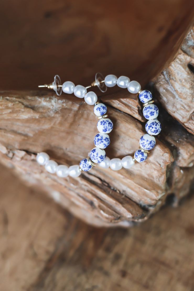 Floral Pearl Hoops