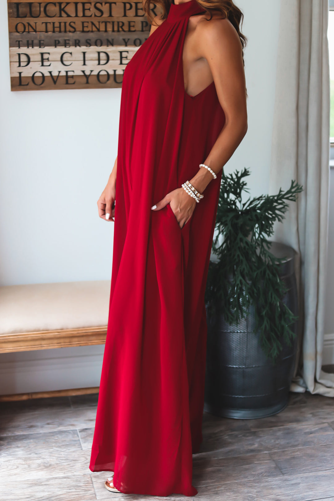 The Calissa Jumpsuit - Burgundy