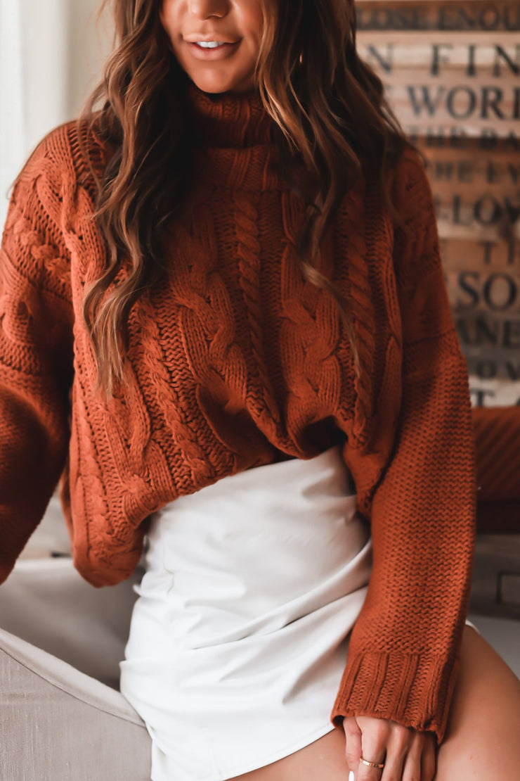 Kinsley Cable Cropped Knit-Terra Cotta - FINAL SALE