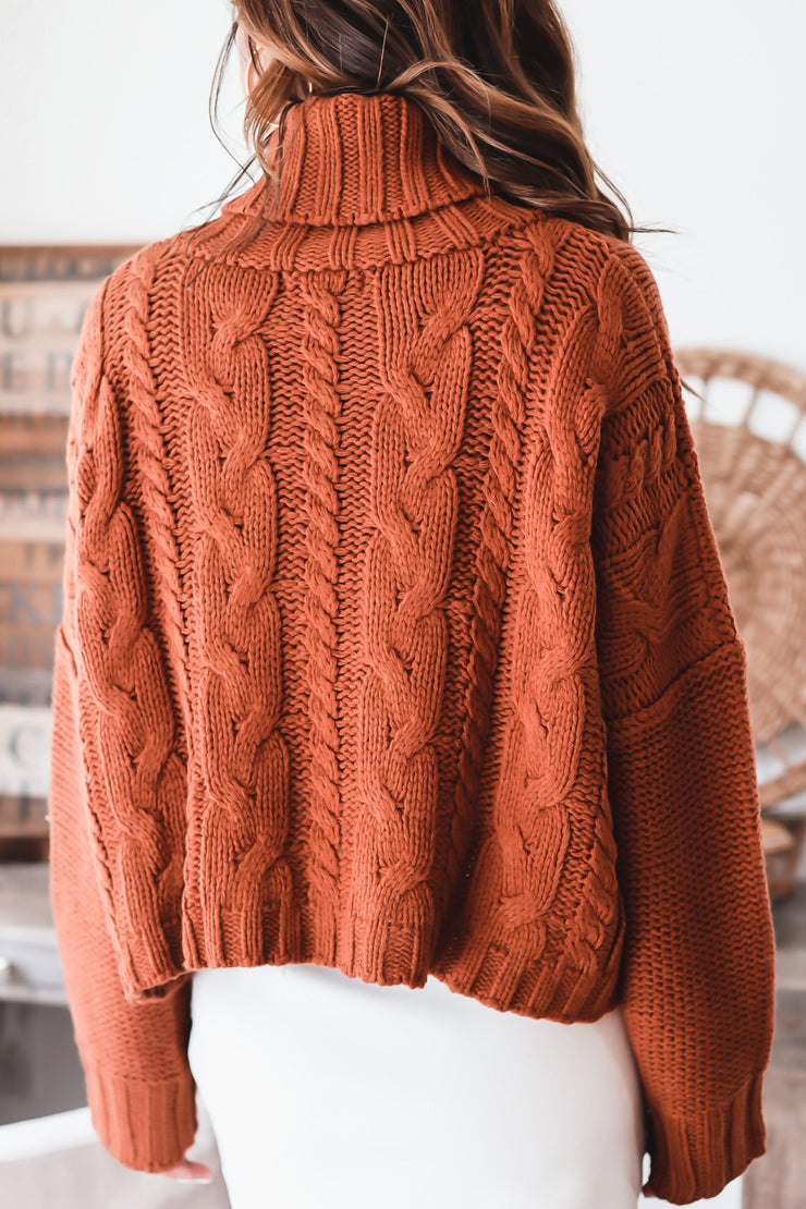 Kinsley Cable Cropped Knit-Terra Cotta - FINAL SALE
