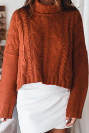 Kinsley Cable Cropped Knit-Terra Cotta - FINAL SALE