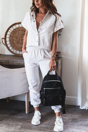 Demi Faux Leather Button Down