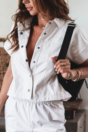 Demi Faux Leather Button Down