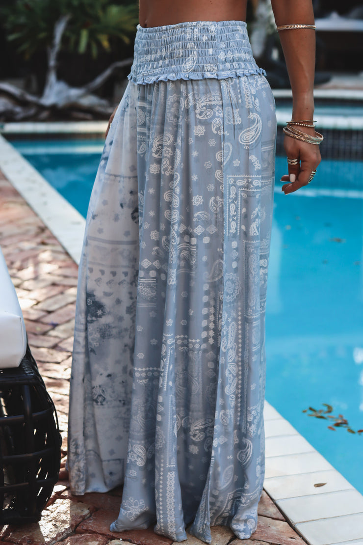 Callie Smocked Wide Leg Pant - Bandana