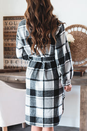 Plaid Shacket Dress- BW -FINAL SALE